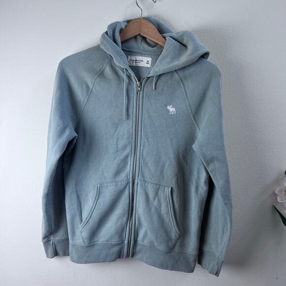 Abercrombie & Fitch Hooded Full Zip Up Sweater Size XS Teal Blue Green - Picture 1 of 7